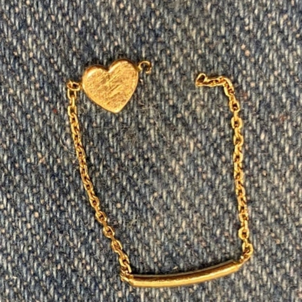 Solid Gold Heart Chain Ring